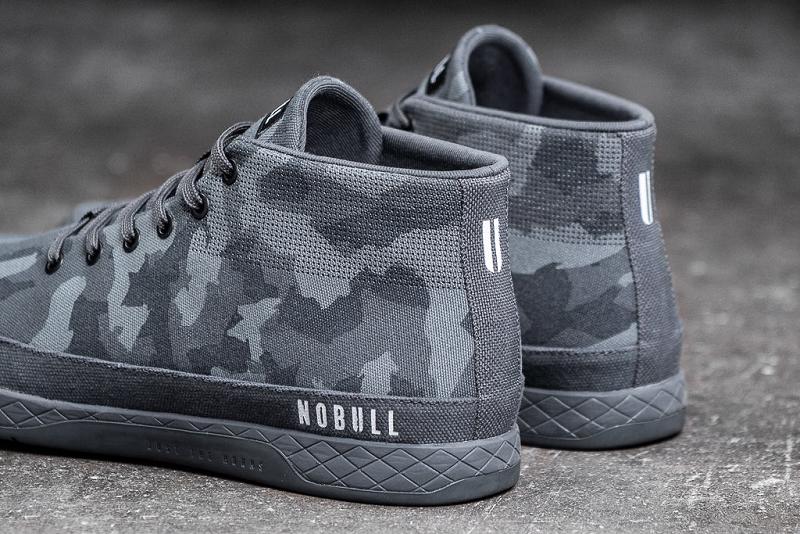 Men's Nobull Dark Camo Canvas Mid Trainers Camo | SG E2231B